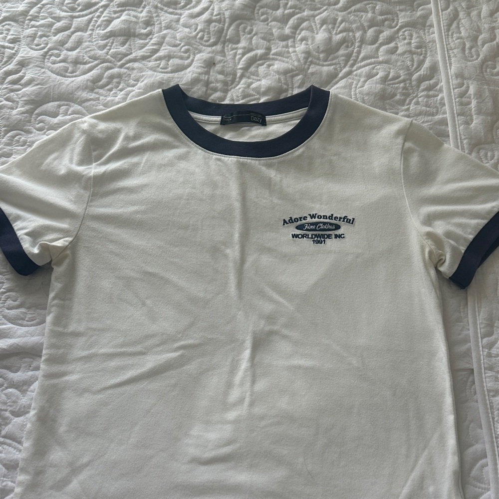 Adore Wonderful White and Black Short Sleeve Tee